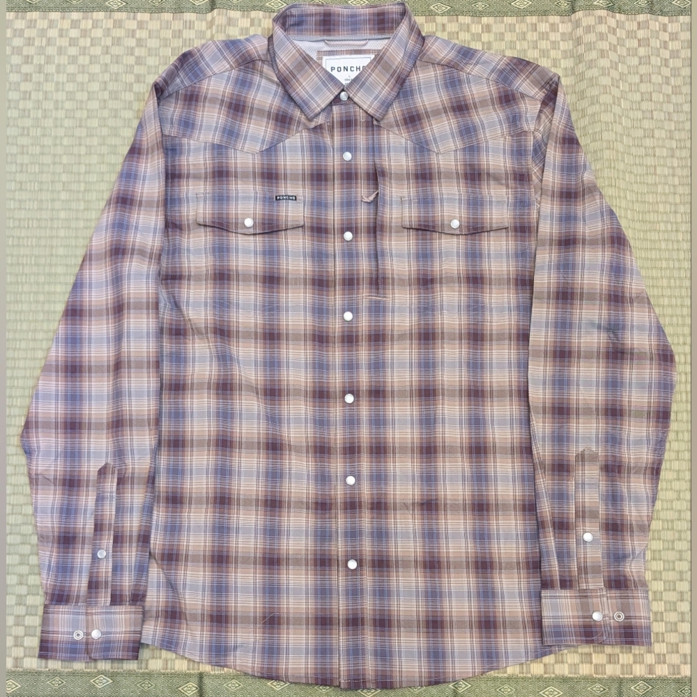 Poncho Men's Casual Plaid Button Down Shirt - Brown